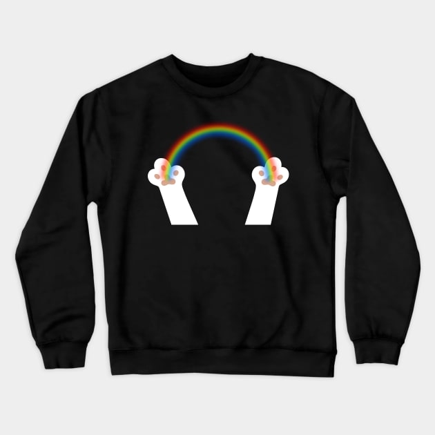 Rainbow in White Animal Paws Crewneck Sweatshirt by Rebekah Thompson